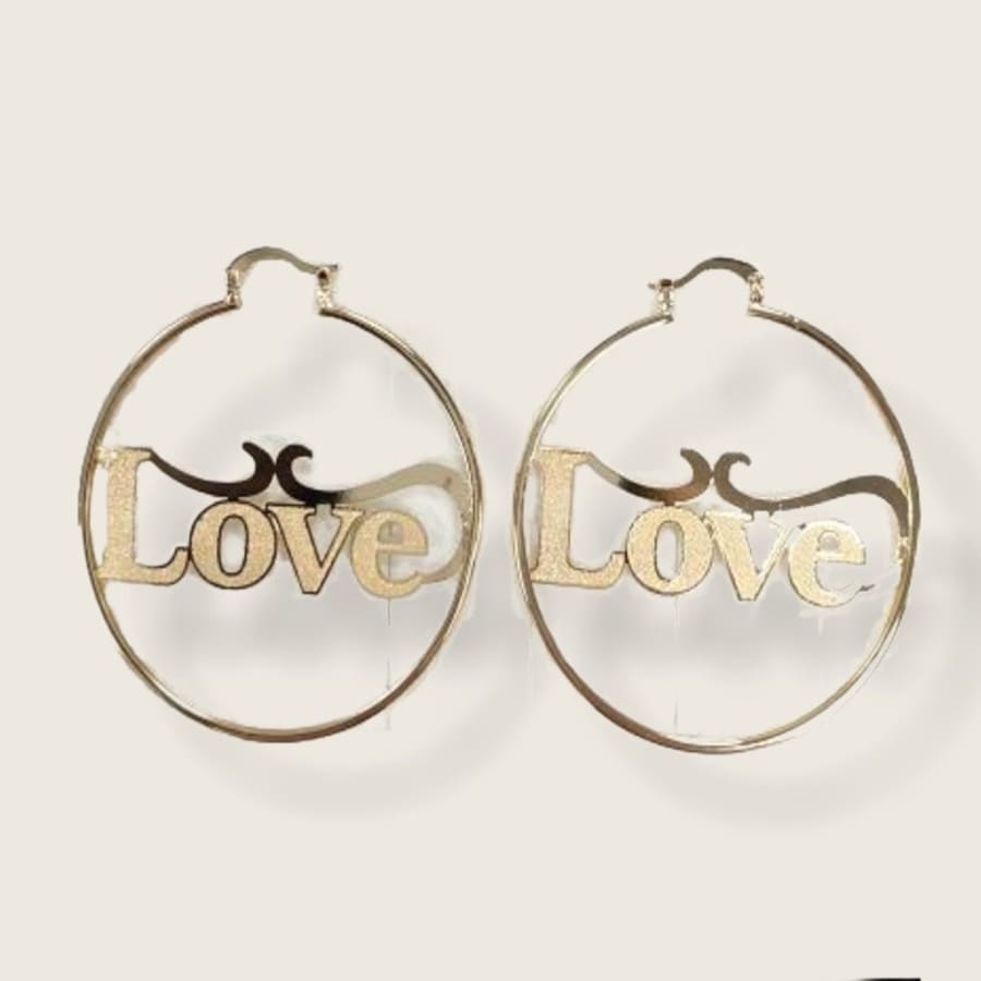 Love 18kts of gold plated earrings hoop