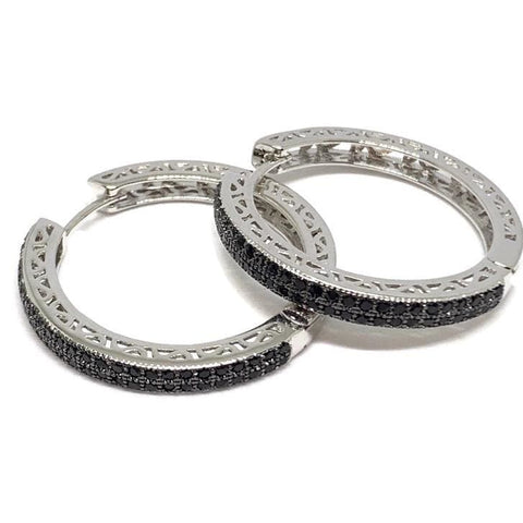Gloria oval cz silver plated hoops earrings