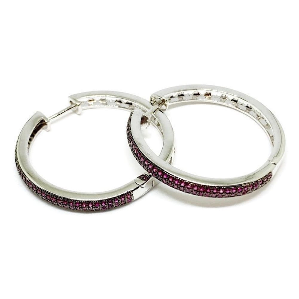 Love circle cz silver plated hoops earrings earrings