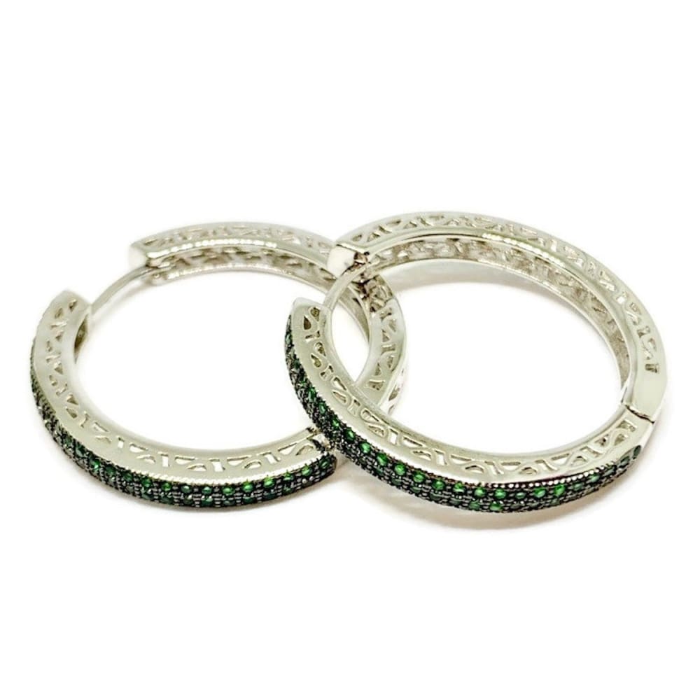 Love circle cz silver plated hoops earrings earrings
