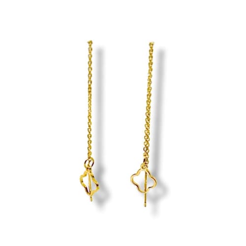 Lucky clover threaders gold plated earrings