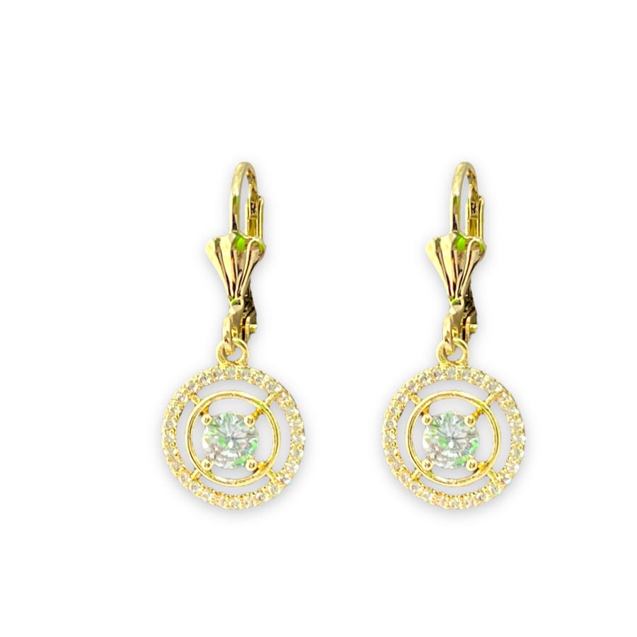 Maria circular clear stone lever-back 18k of gold plated earrings