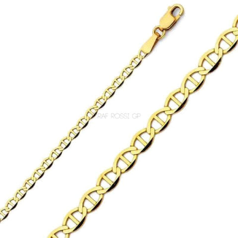 Tri color figaro - anchor 4mm 18kts gold plated chain