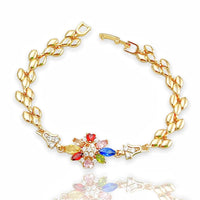 Marita cz multicolor flower bracelet 18 kts of gold plated bracelet
