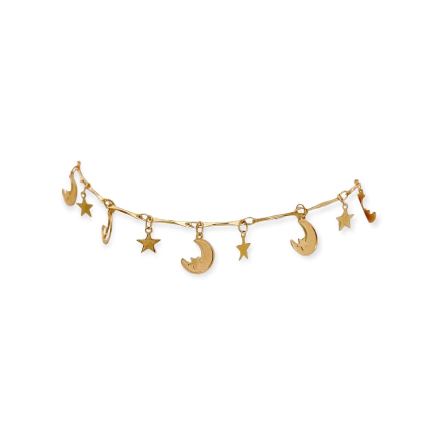 Moon star charms chain anklet 18k of gold plated