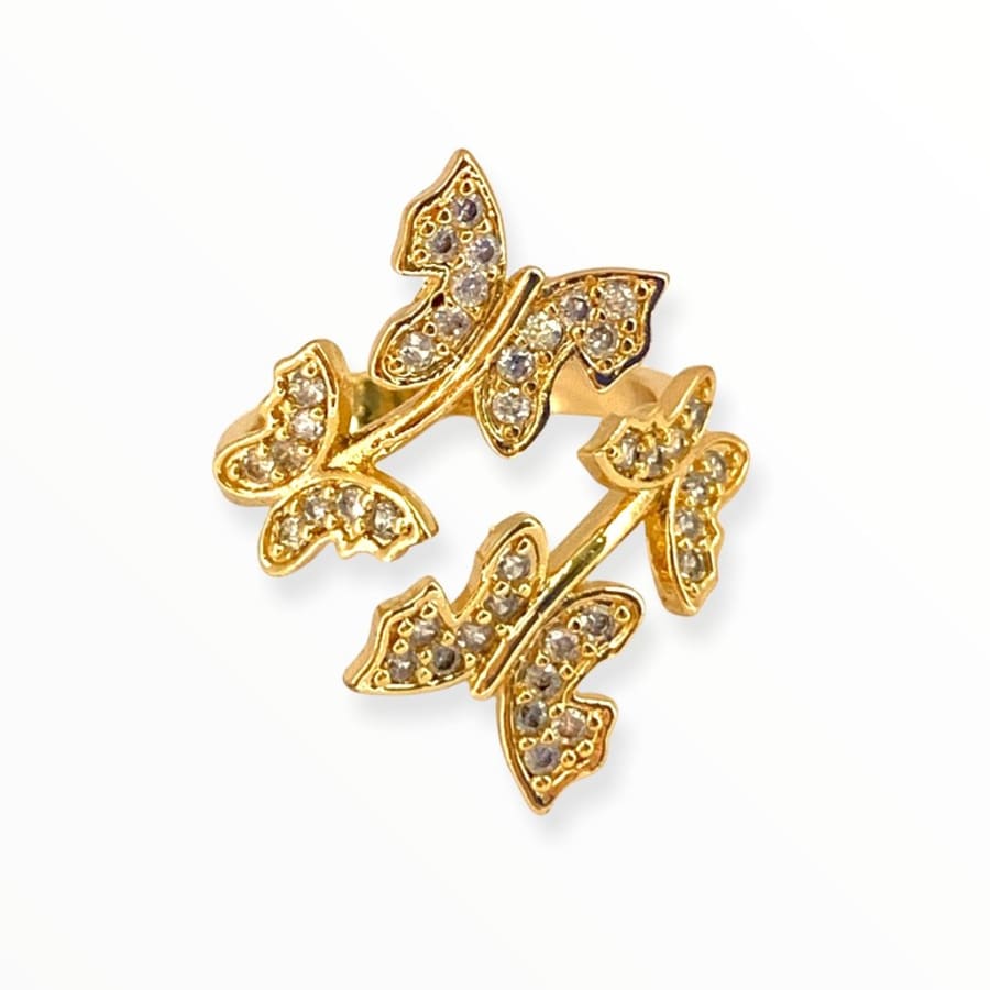 Multi - butterflies open ring in 18k of gold plated