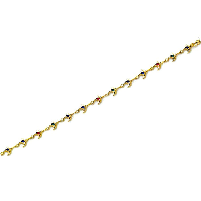 Multi-color dolphins anklet 18kts of gold plated 10 anklet