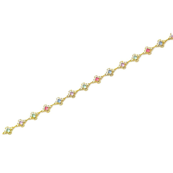 Multi-color squares anklet 18kts of gold plated 10 anklet