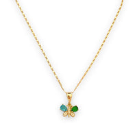 Multicolor butterfly cz stones in 18k of gold plated chain necklace chains