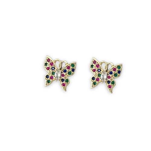 Multicolor butterfly studs earrings in 18k of gold plated earrings