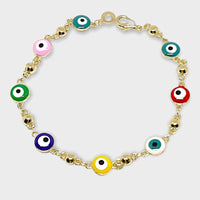 Multicolor evil eye 18kts of gold plated bracelet bracelets