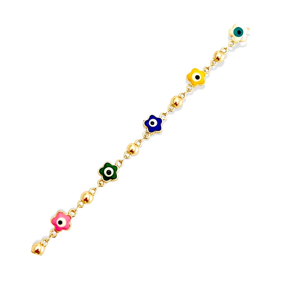 Multicolor flower evil eye 18kts of gold plated bracelet bracelets