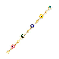 Multicolor flower evil eye 18kts of gold plated bracelet bracelets
