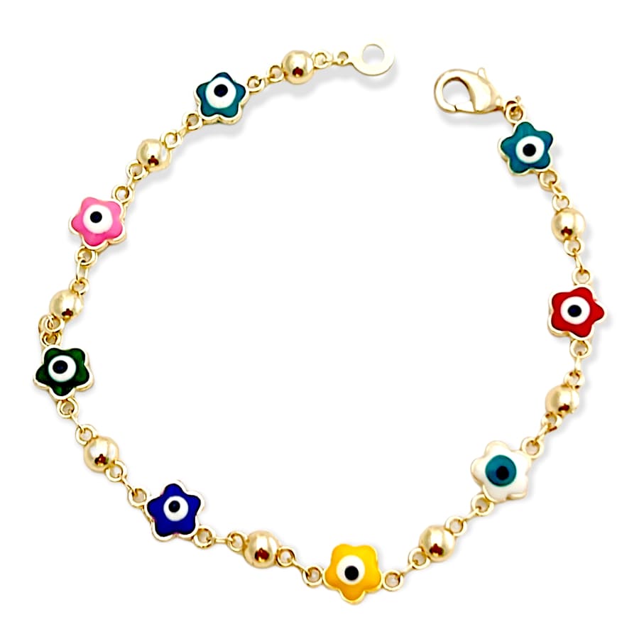 Multicolor flower evil eye 18kts of gold plated bracelet bracelets