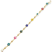 Multicolor flower evil eye 18kts of gold plated bracelet bracelets
