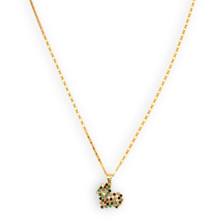 Retro multicolor stones heart in 18k of gold plated chain necklace chains