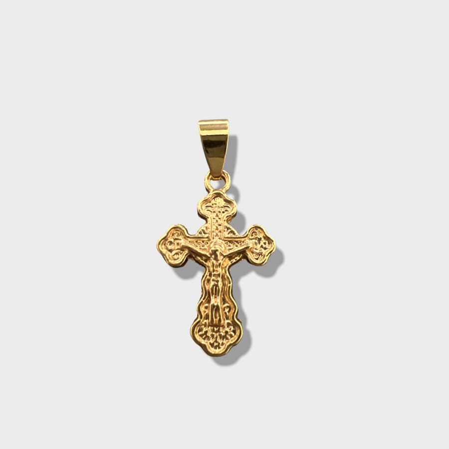Orthodox filigree gold tone cross 18kts of gold plated