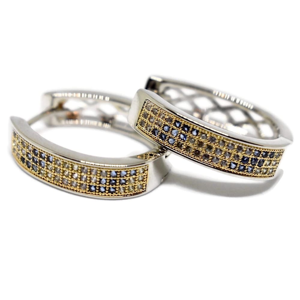 Oval cz silver plated hoops earrings
