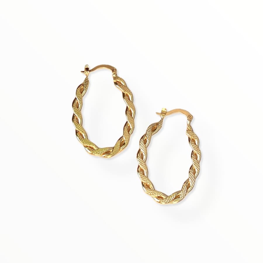 Oval flat braids hoops in 18kts of gold plated