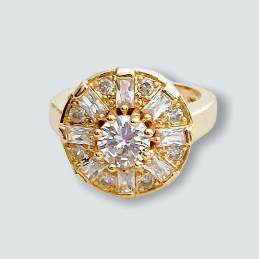 Oval shape clear stones ring in 18k of gold plated