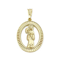 Oval shape grim reaper santa muerte pendant in 18k of gold layering charms & pendants