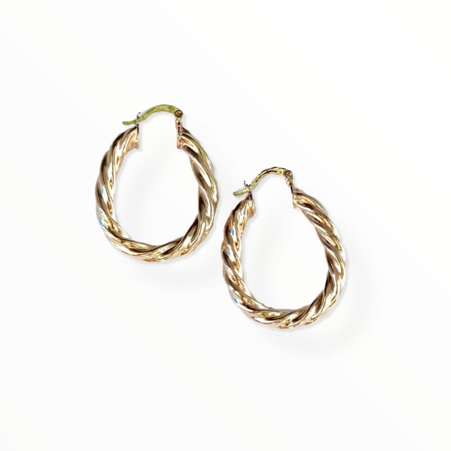 Oval thick braids hoops in 18k of gold plated