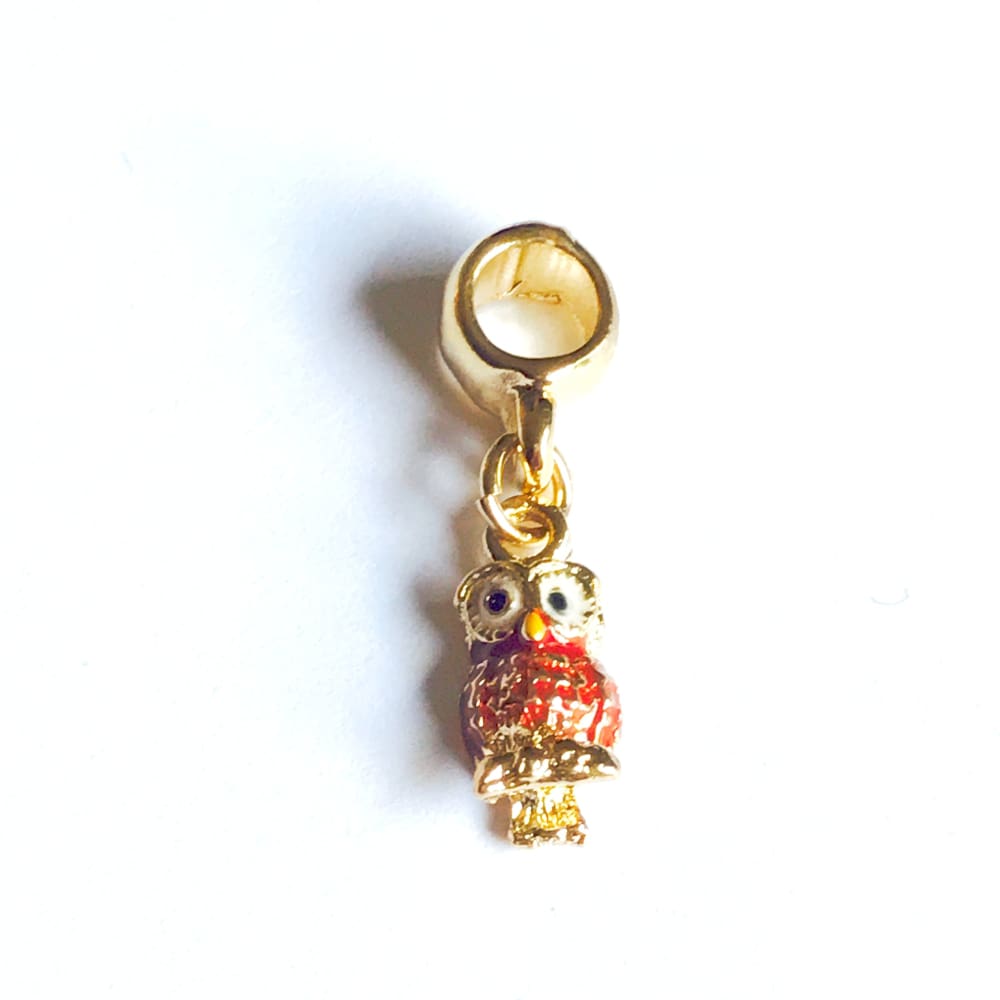 Owl european bead charm 18kt of gold plated