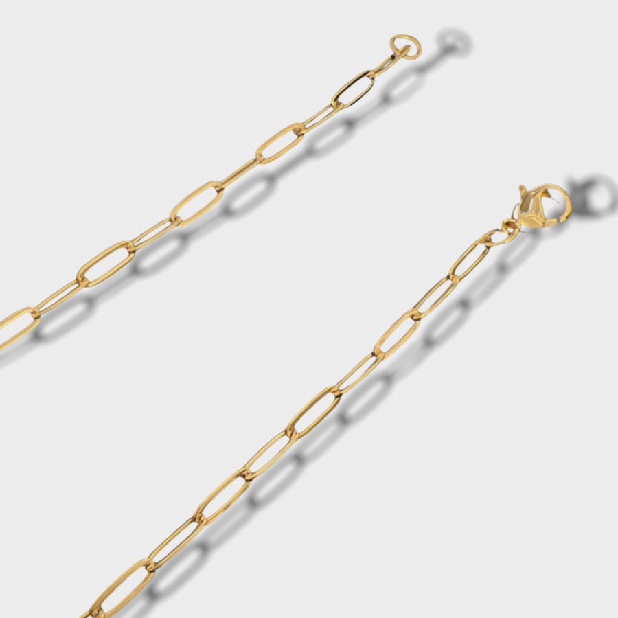 Paper clips link chain in 18k of gold plated
