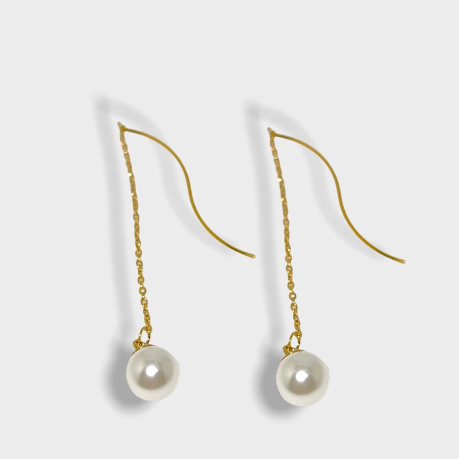 Pearls threaders 18k of gold plated earrings