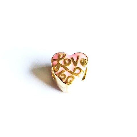 Heart european bead charm 18kt of gold plated