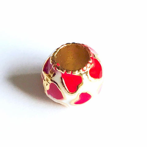 Pink love european bead charm 18kt of gold plated