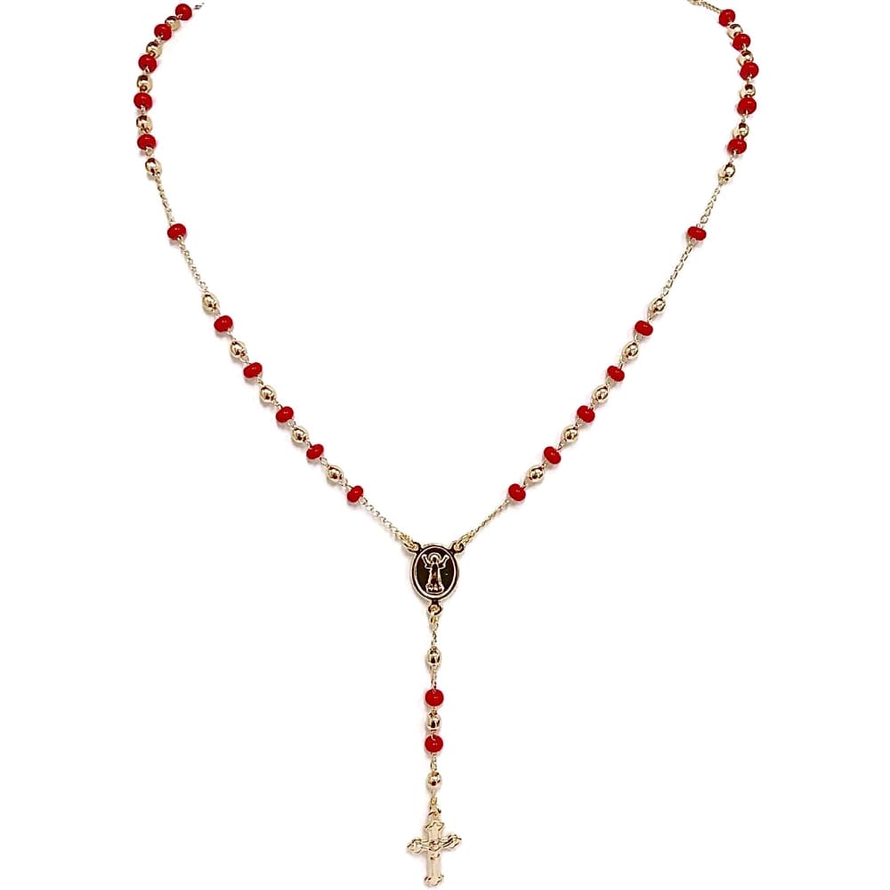 Red beads 3mm rosary 18kts of gold plated 20 rosaries