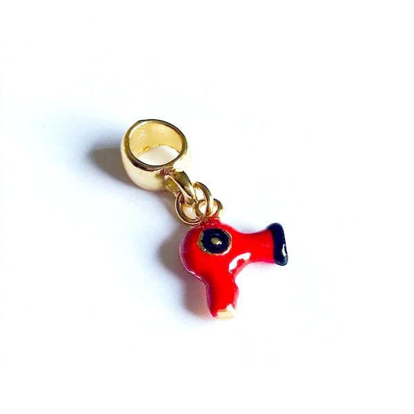Red blower european bead charm 18kt of gold plated