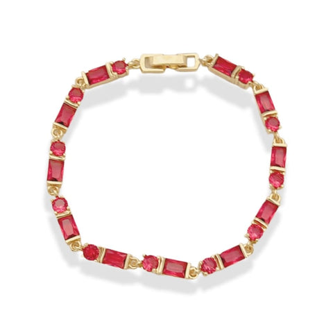 Pink flower stones bracelet in 18kts gold plated