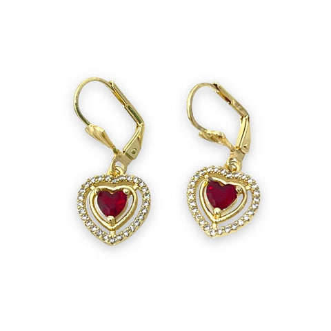 Red rose drop earrings in 18k of gold plated