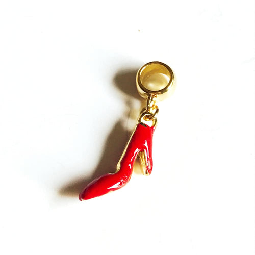 Red heel european bead charm 18kt of gold plated charms
