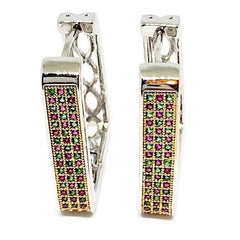 Roma squares cz silver plated hoops earrings earrings