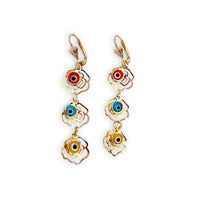 Rose multicolor evil eye lever back earrings in 18k of gold plated earrings
