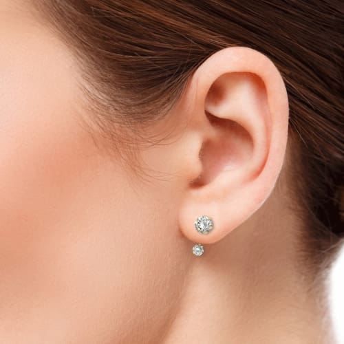 Round curb threader backs post studs earrings in solid gold