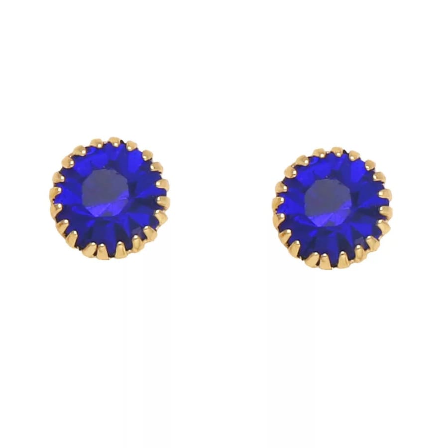 Royal blue cz studs 18kts of gold plated
