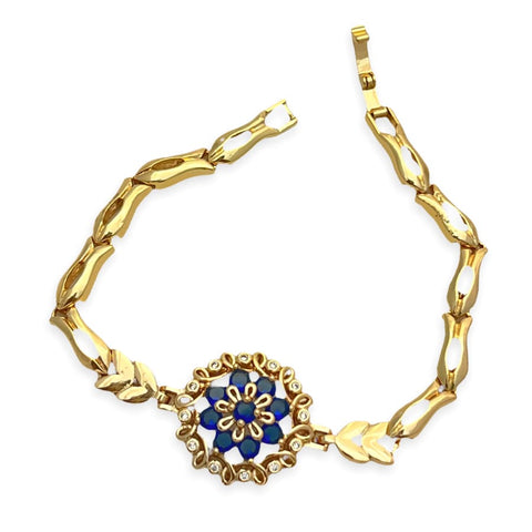 Cz clear flower bracelet in 18kts of gold plated