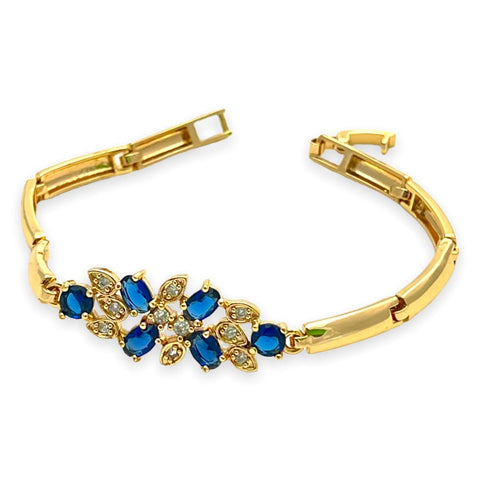 Cz evil eye shape multicolor bracelet 7.5’ 18kts of gold plated