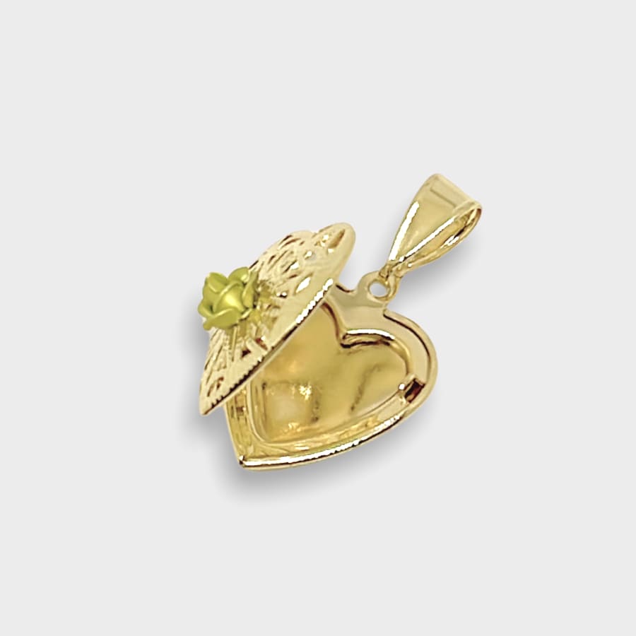 Sage green rose locket filigree heart pendant in 18kts of gold plated