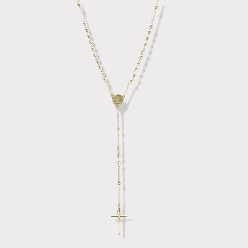 San benito double side gold plated rosary necklace