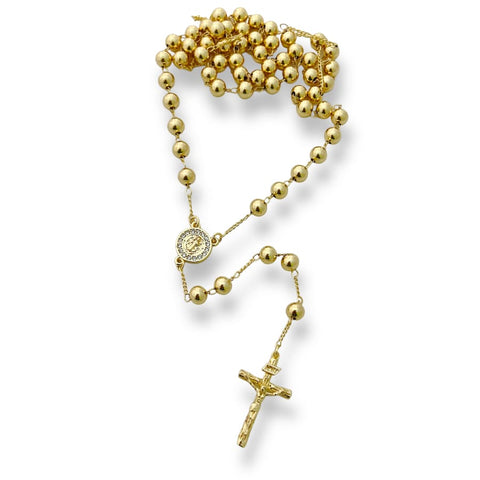 Cz oval shape guadalupe gold plated rosary necklace