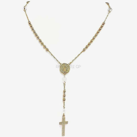Guadalupe colorful portrait gold plated rosary necklace