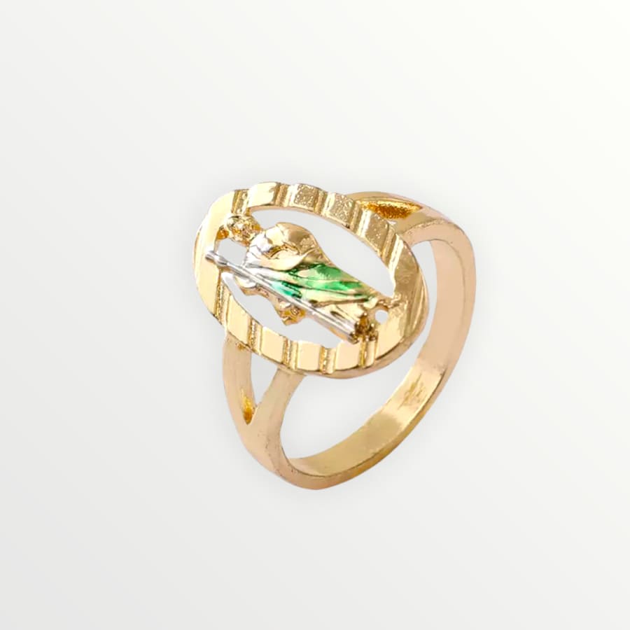 San judas green vest ring 18k of gold plated