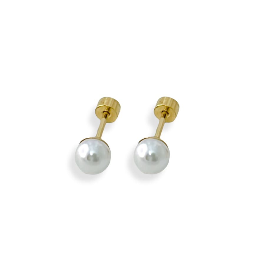 Screw-backs pearls studs gold over stainless steel earrings