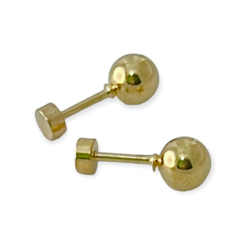 Square curb threader backs post studs earrings in solid gold