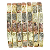 Semanario bangle guadalupe virgin tricolor gold plated 5 bangles